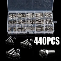 440pcsset m3 m4 m5 hex socket screws 304 stainless steel button head bolts nuts assortment kit set home improvement