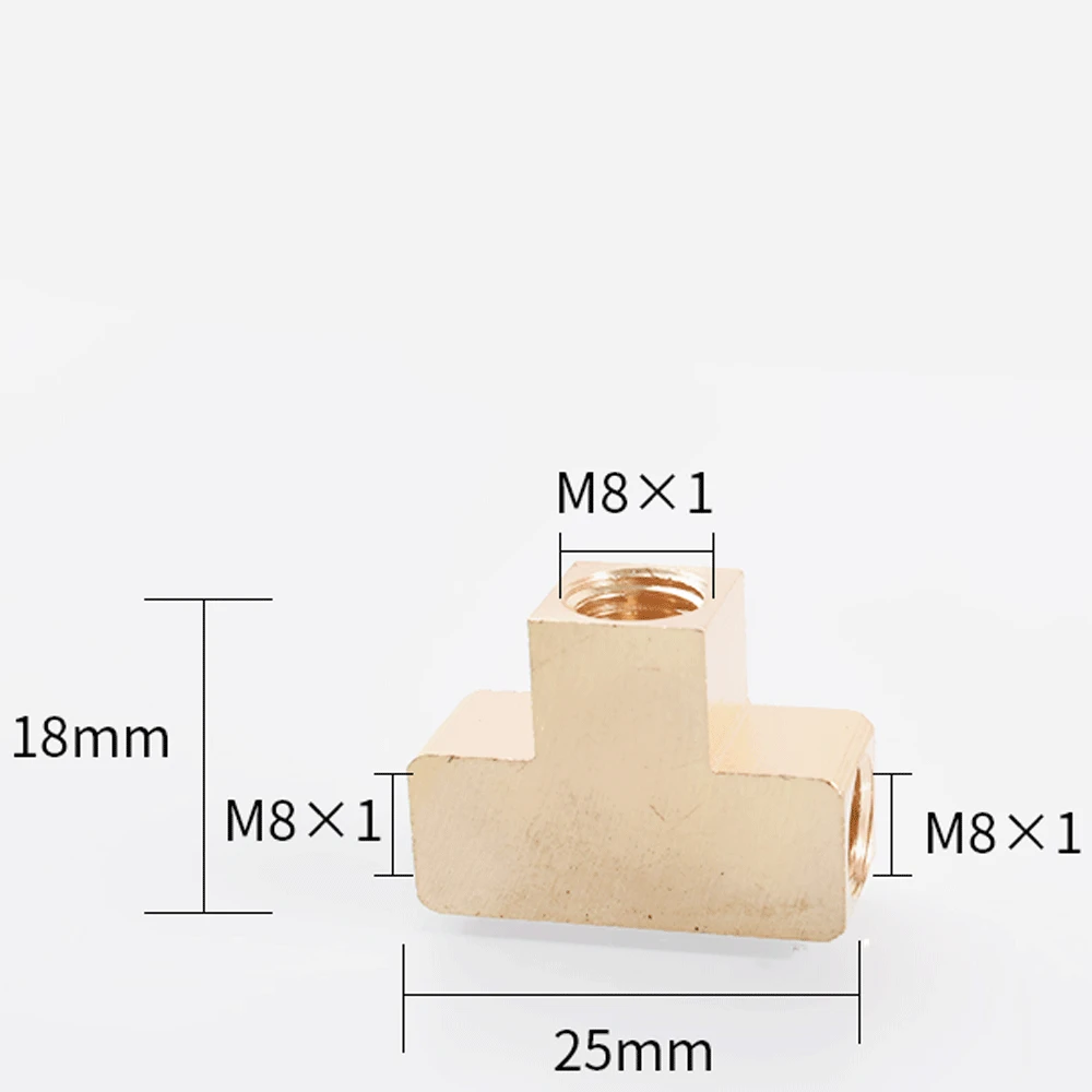 Латунный тройник M8/10/12/14/16/18 с метрической наружной резьбой, 3-ходовой фитинг для труб, соединительный блок, разрезчик воды, газа, масла