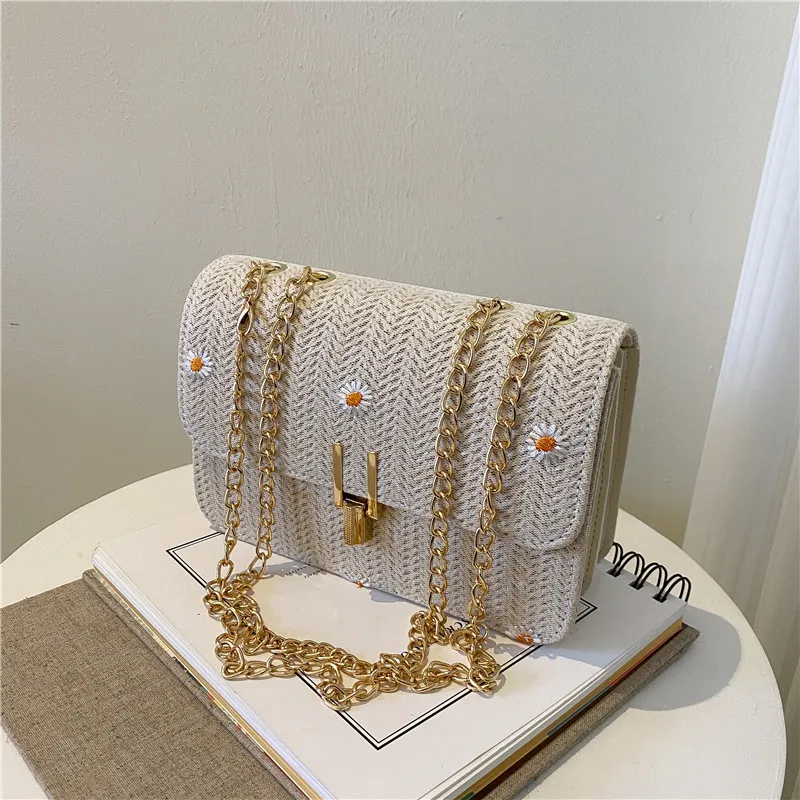 

Hot Selling Women's Summer Bag New Korean Version Of The Lace Flower Woven Bag Wild Chain Bag Fashion Shoulder Messenger Bag