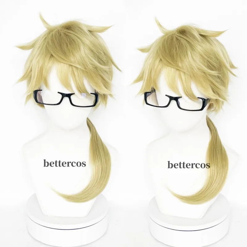 

Парик для косплея Bungo бродячие псы Doppo Kunikida, короткие прямые термостойкие синтетические волосы, с шапочкой