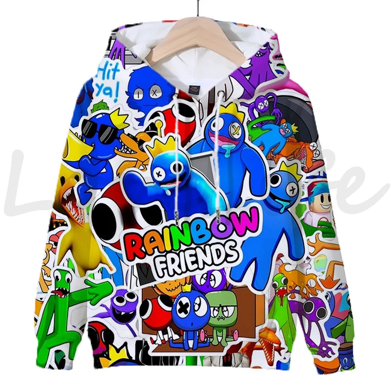 Rainbow Friends Sweatshirts Children Boys Girls Funny Cartoon Game Cosplay Hoodie Casual Pullover Tops Kids Hoodies