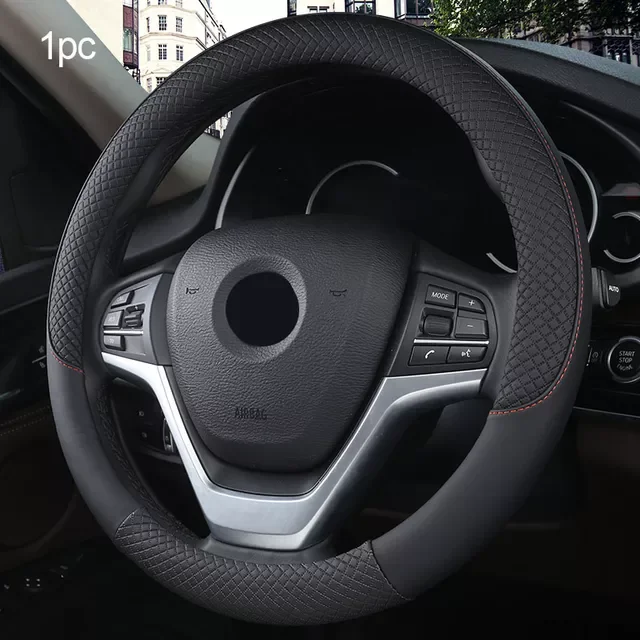 

37-38CM Universal Car Steering Wheel Cover Artificial Leather Steering-Wheel Covers Breathable Fabric Braid Car Accessories