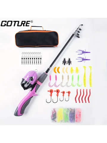 Goture сине-розовая удочка и катушка для детей