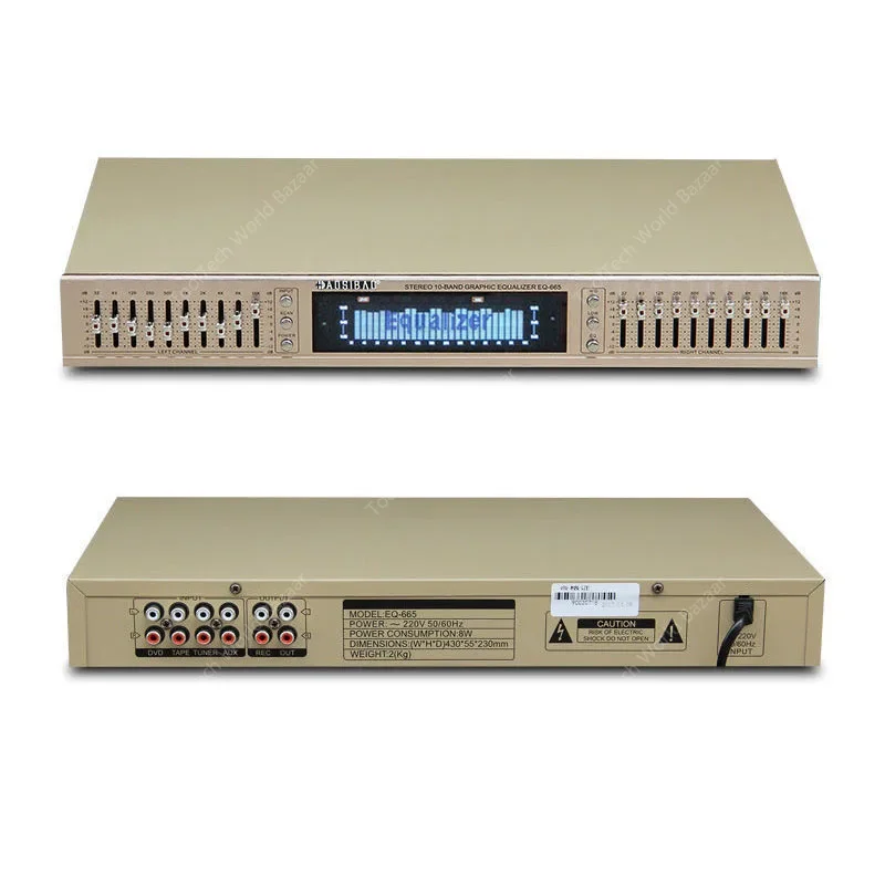 220 В EQ665 Эквалайзер Hi-Fi Домашний эквалайзер Двойной 10-полосный стерео
