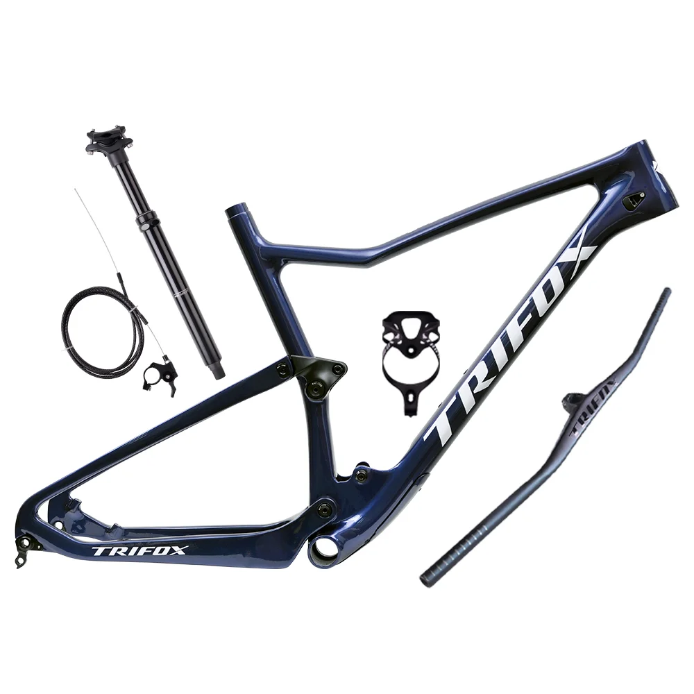 TRIFOX Карбоновая полная подвеска MTB Boost 29er Frameset 31 6 мм Подседельный штырь Карбоновый