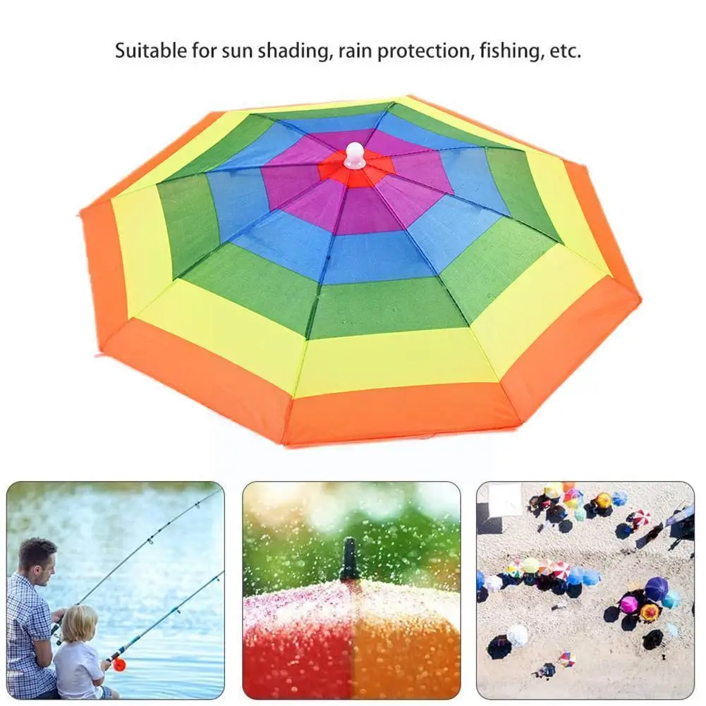 

Diameter 50cm Color Lightweight Sunny Umbrella Hat Umbrella Elastic Rainbow Hat Outdoor Band Umbrella Umbrella R1o9