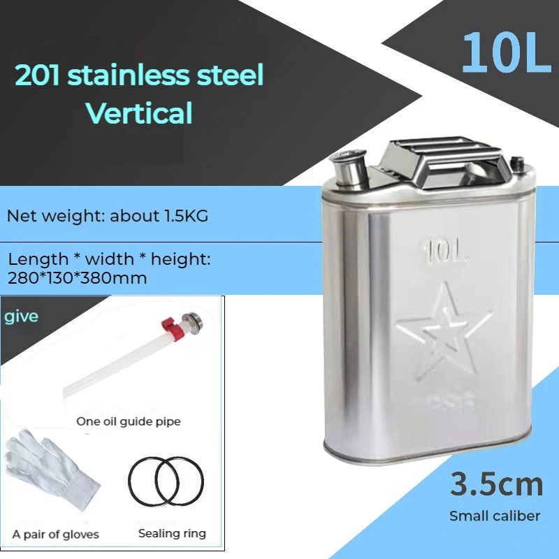 

5л 10л литров 201 Топливный бак из нержавеющей стали Хранение бензина Масло Джеррикан Газовая банка Автомобиль Грузовик Мотоцикл Автомобильные топливные щупы с масляной трубкой