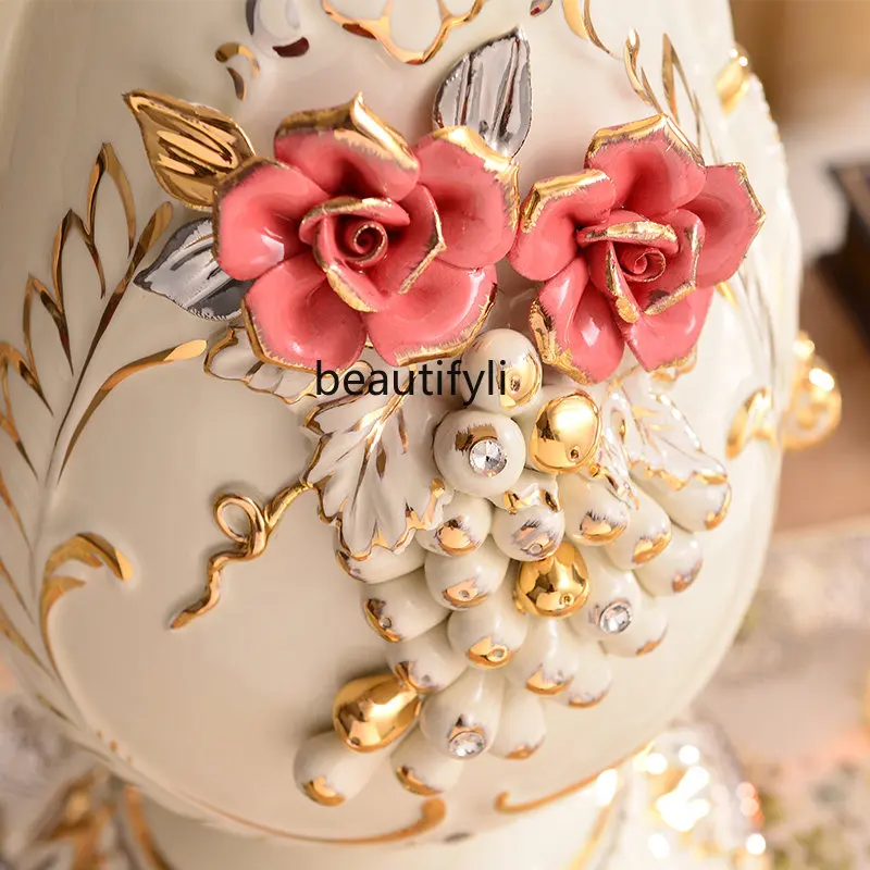 Напольная ваза в европейском стиле большая Цветочная композиция керамика для