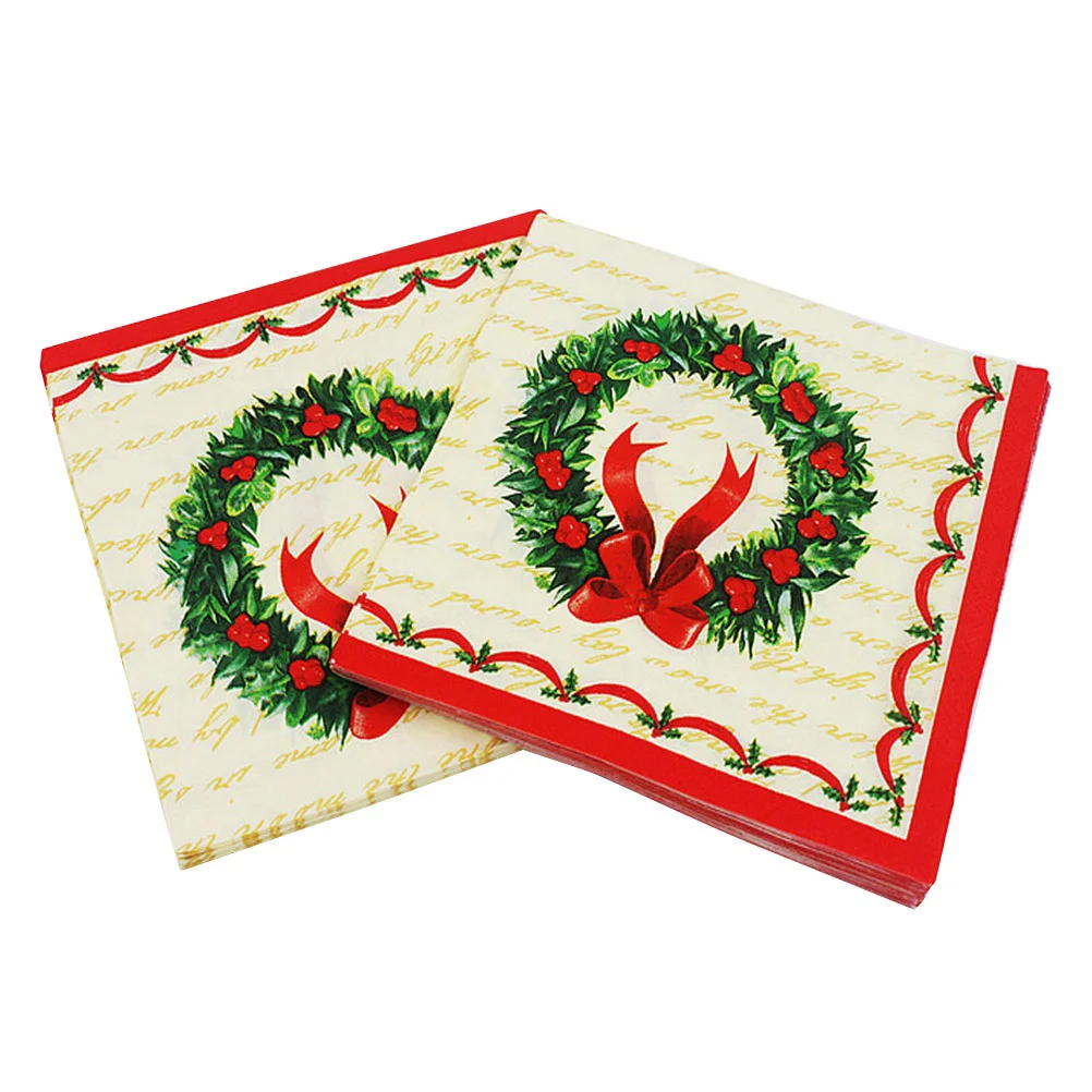 

20PCS Napkins Disposable Garland Printed Graphic Serviettes Tissues Hand Paper for Christmas Decor
