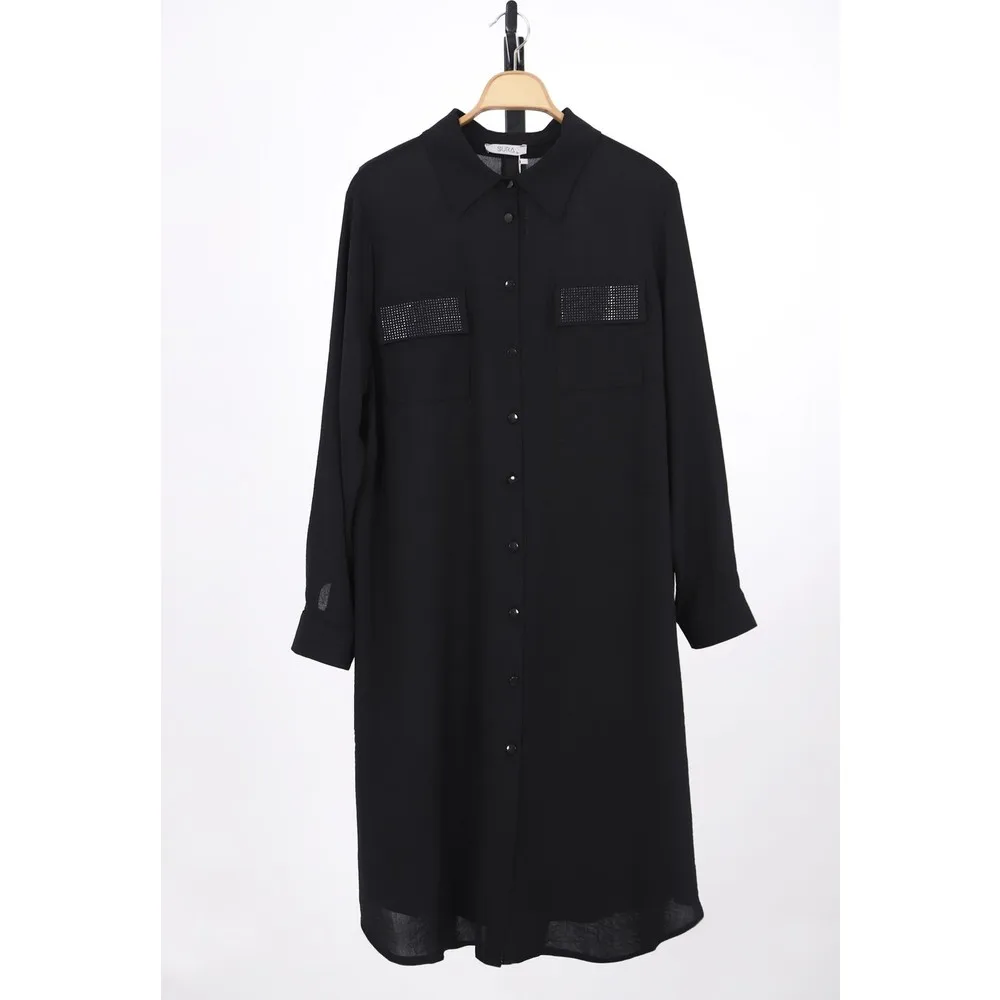 

Женский черный хиджаб Dorlie на пуговицах, туника большого размера-7061