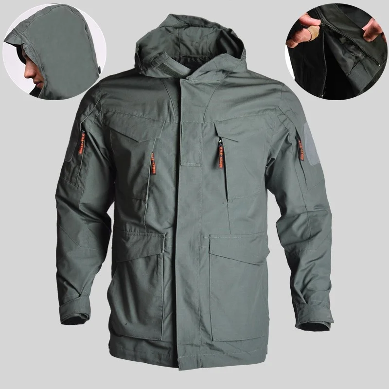 

Outdoor Tactical Windbreaker M65 Coat Army Fans Training Military Jacket Mens Spring Autumn Windproof Warm Hiking Hooded Jackets