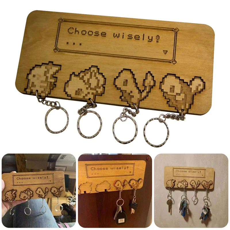 

Деревянная вешалка для ключей, вешалка для ключей с 4 звеньями, настенная вешалка для ключей, украшение для прихожей, коридора