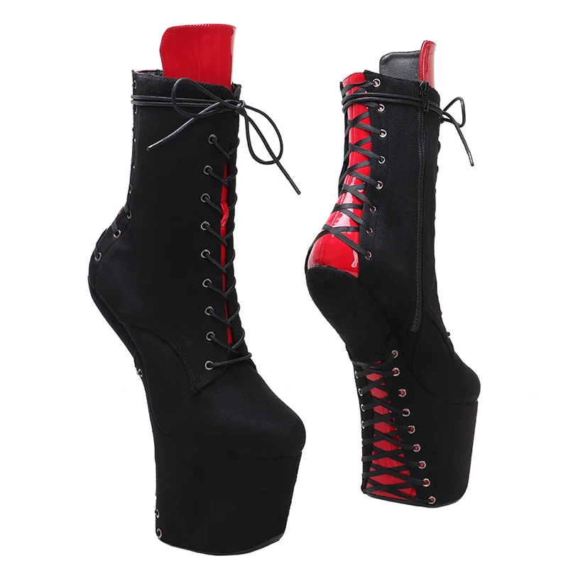 Leecabe Lace Up Ankle Boots Sexy Exotic Pole Dance Stripper young trend fashion color matching shoes