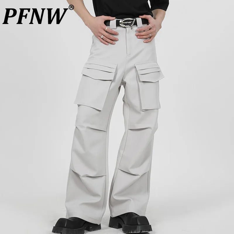 

PFNW Spring Summer Men's Layered Silhouette Wide Leg Pants Darkwear Straight Loose Outdoor Casual Safari Style Trousers 12A9564