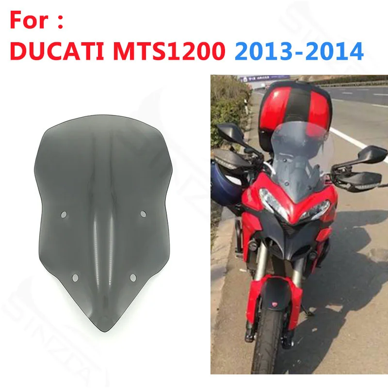 For DUCATI MULTISTRADA MTS1200 MTS1200S ENDURO 1200S 2013 2014 Motorcycle Sport Windshield Windscreen Wind Deflectors Gray