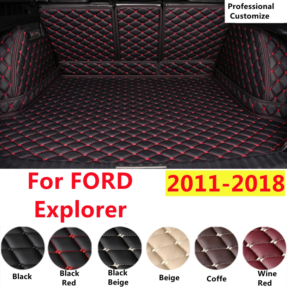 

SJ Full Set Custom Fit For FORD Explorer 11-2018 XPE Leather Waterproof Car Trunk Mat Tail Boot Tray Liner Cargo Rear Pad Cover