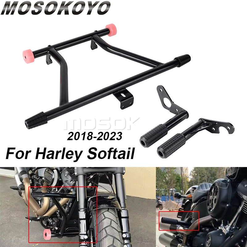 

Motorcycle Engine Guard Crash Bar Protector Passenger Peg Bars For Harley Softail Fat Boy FXFB Sport Glide FLSB Heritage Classic
