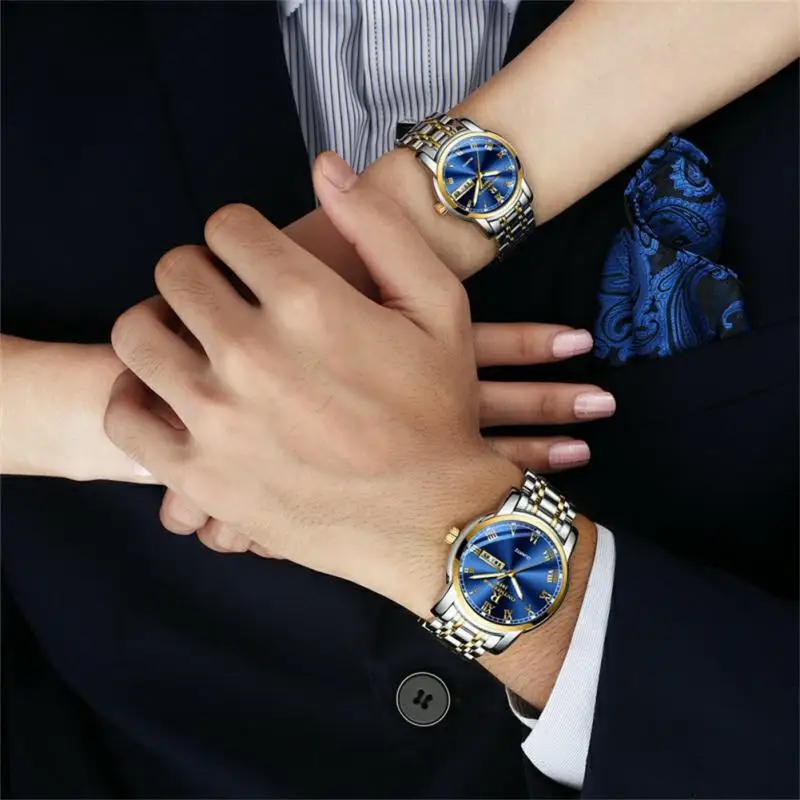High Quality Stainless Steel Couple Quartz Watch For Men Women Luxury Sports Wrist Watches Fashion Casual Date Week Wristwatch