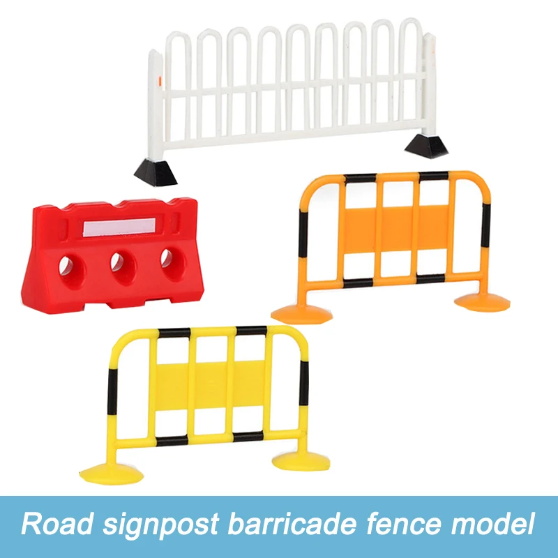 

Miniature Road Barricade Fence Model ABS Diy Building Sand Table Street Scene Layout HO Train Railway Fence Diorama Kits 10Pcs