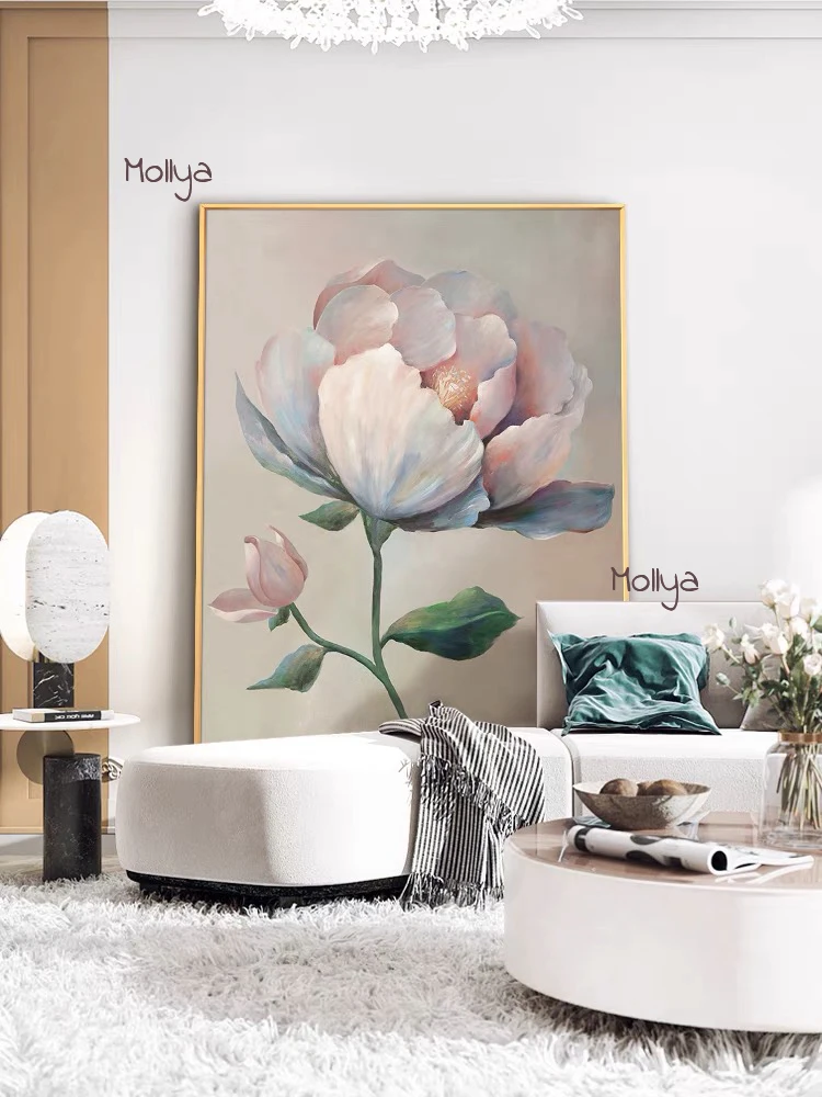 

Modern Hall Decoration Hand-Painted Flowers Oil Painting High Quality Home Decor Size Colorful Blocks Frameless Pictures