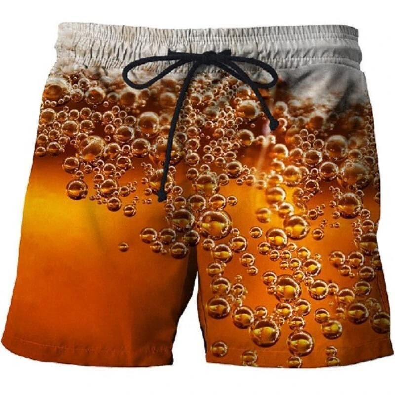 Beer Graphic Board Shorts Pants Men 3D Gulf Casual Printed Beach Summer Cool Surf Swim Trunks Hawaii Swimsuit Ice