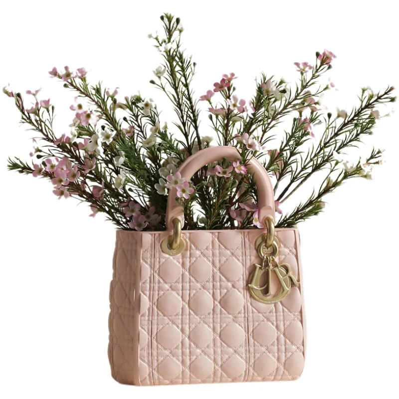 

Creative Light Luxury Bag Vase Ornaments Flower Arrangement In Living Room High Grade Dining Table TV Cabinet Home Decore