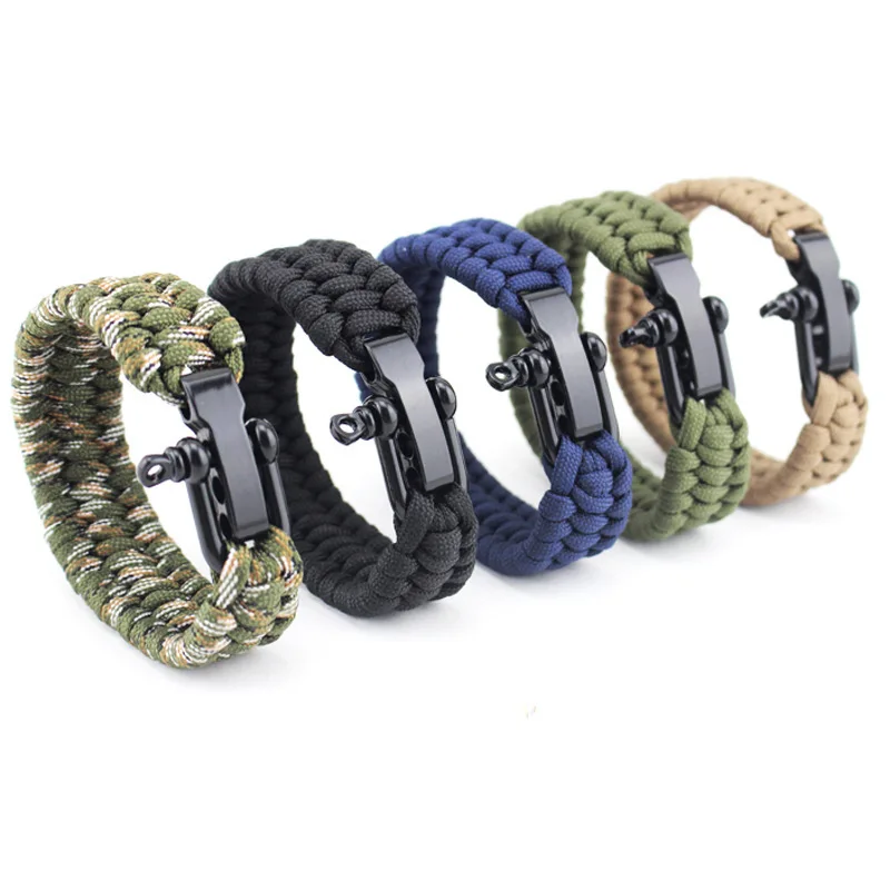 

Men Camping Emergency Braided Adjustable Survival Bracelet Stainless Steel Buckle Umbrella Rope Outdoor Wristband Women Paracord