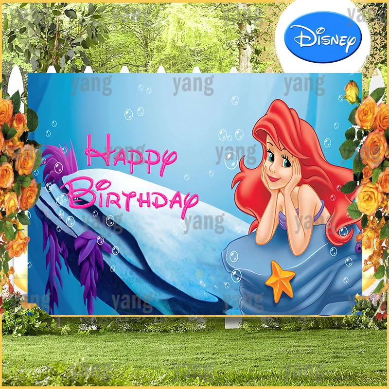 Wedding Castle Banner Disney Princess Little Mermaid Ariel Undersea Bubble Undersea Backdrop Girls Birthday Party Baby Shower