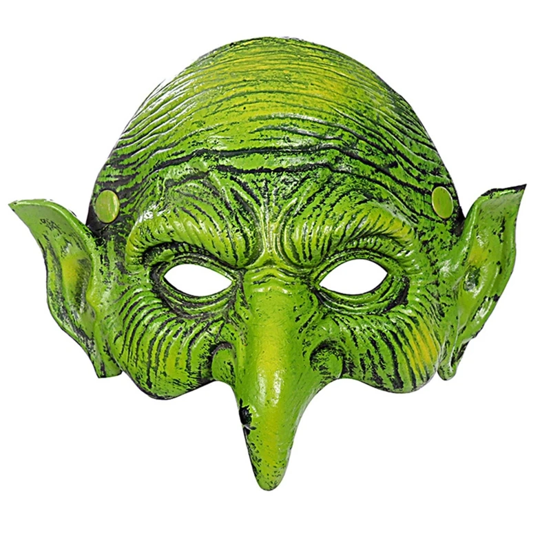 2023 New PU Foam Green Witch Masks Halloween Masquerade Party Mask Stage Show Movie Cosplay Props Sorceress Long Nose Masks
