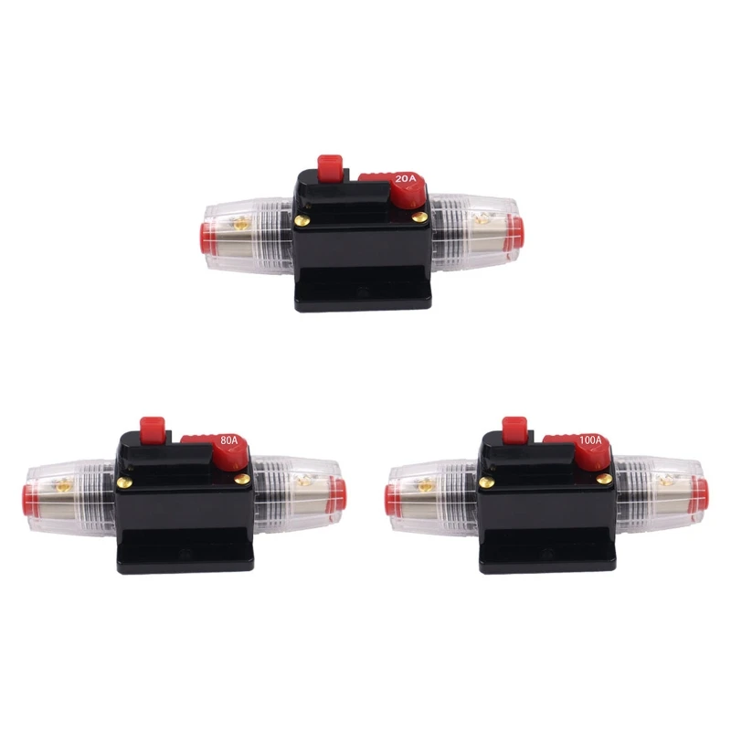 

100A 80A 20A 12V 48V Car Truck Audio Amplifier Circuit Breaker Fuse Holder AGU Style Stereo Amplifier Refit Fuse Adapter