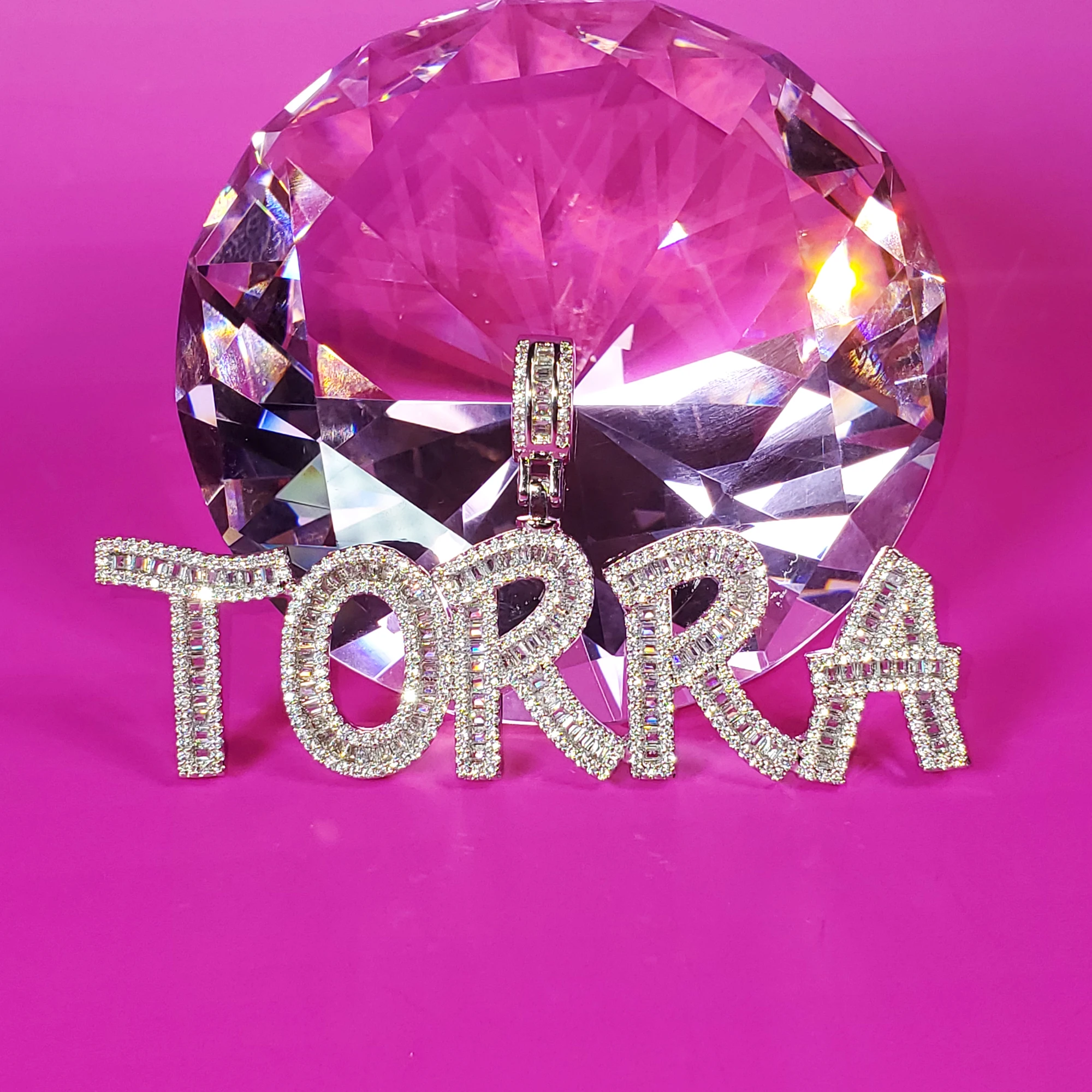 CUSTOM Icy Baguette CZ Diamond Letters Tennis Chain Personalised Nameplate Necklace Name Choker Sparkling Prom Party Accessories