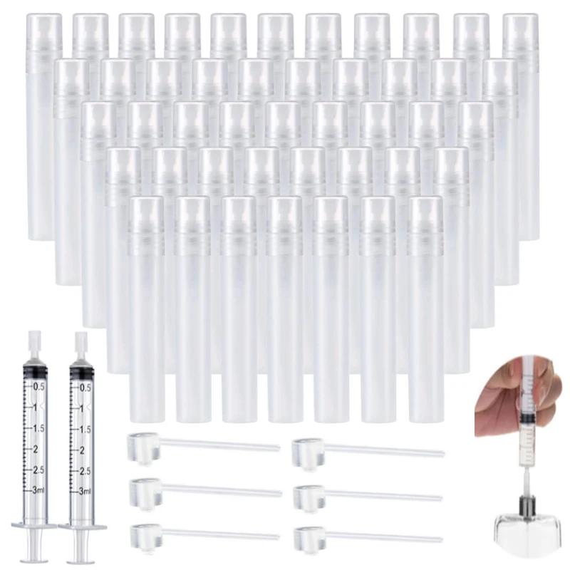 

2ML 3ML 5ML 8ML10ML mini Protable plastic spray perfume bottle with Straight Draw Perfume Refill Tools