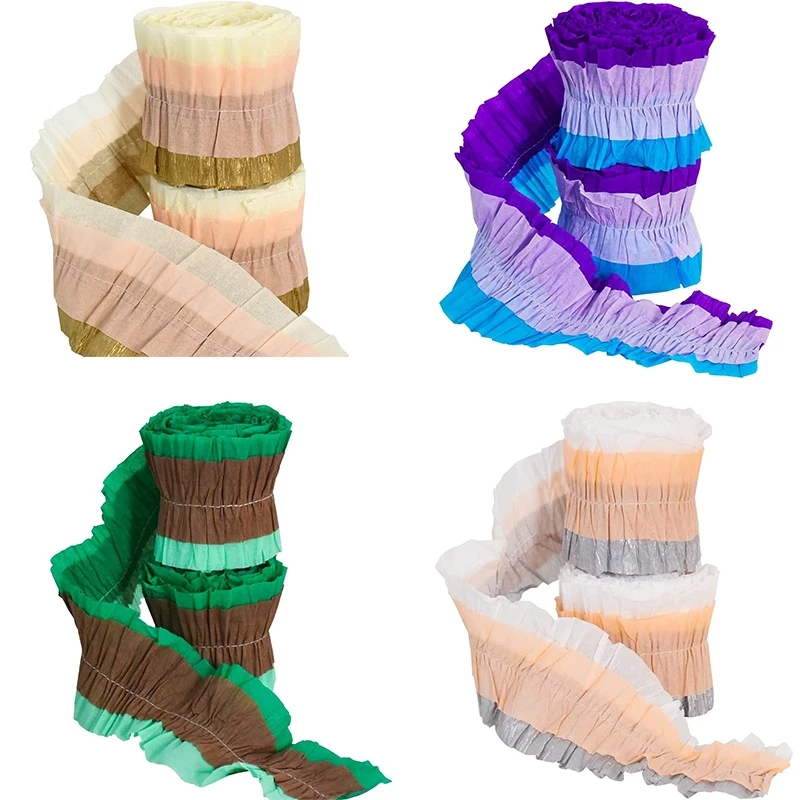 

2 Rolls Rainbow Colorful Mermaid Party Crepe Paper Garland Streamers Macaron Background Wedding Birthday Event Party Decorations