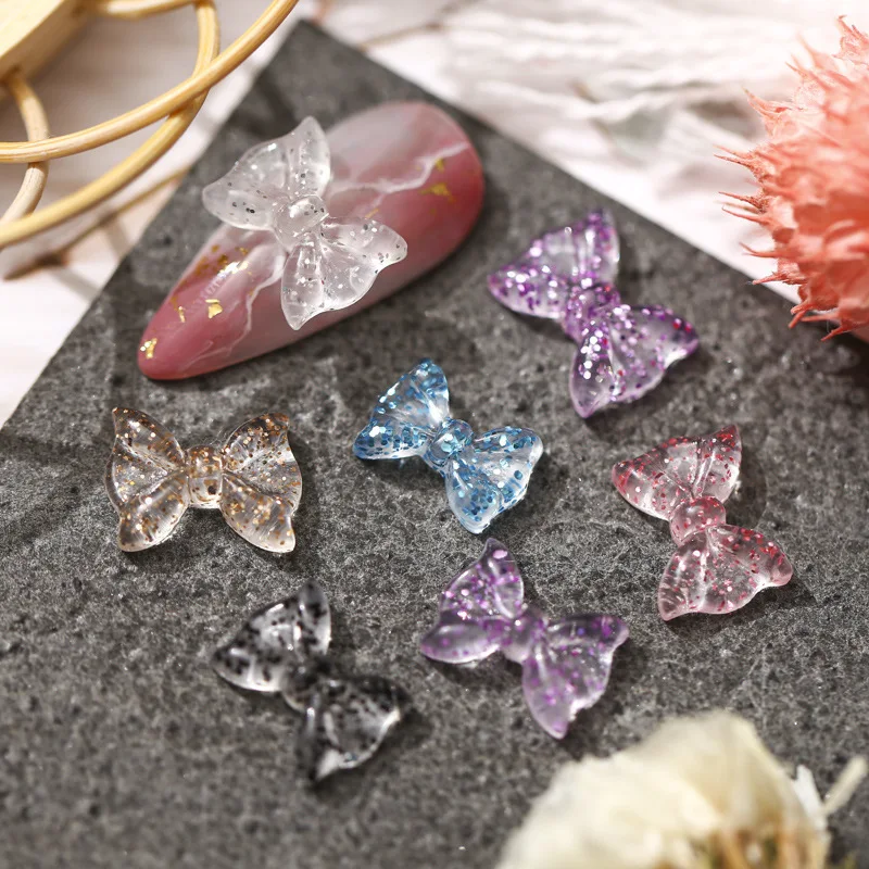 

50Pcs/bag Nail art jewelry Crystal Ribbon bow tie Nail Art Decorations Accessories Nai DIY Decorations For Nail Tips