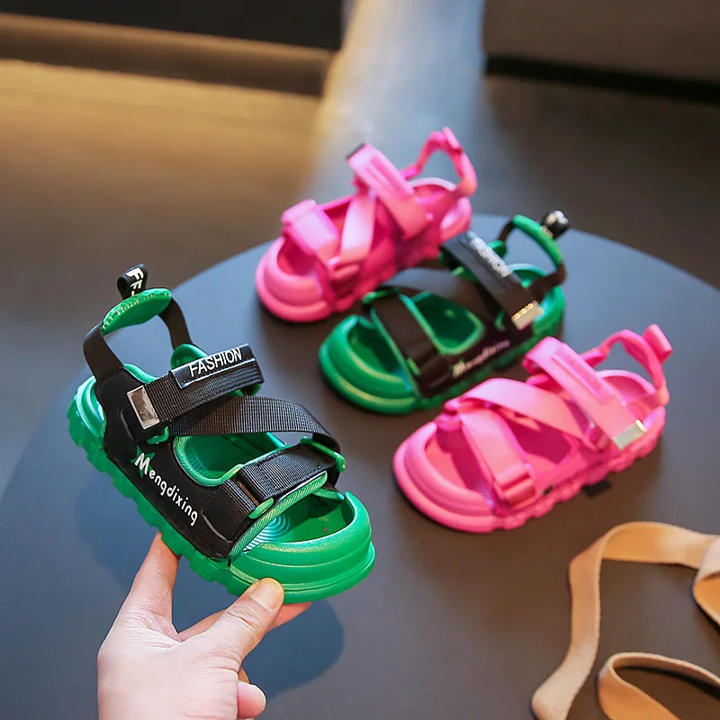 

Children Beach Shoes 2022 Summer Fashion New Baby Boys Kids Breathable Soft Solid Pink Sandals Girls Sport Sandals