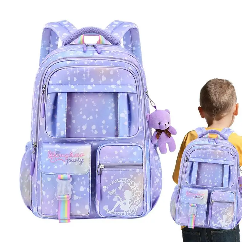 

Bear Bookbag For Girls Cute Bear Princess Breathable Kids Backpack 18inch Large Capacity Spine Protection Backpacks For School