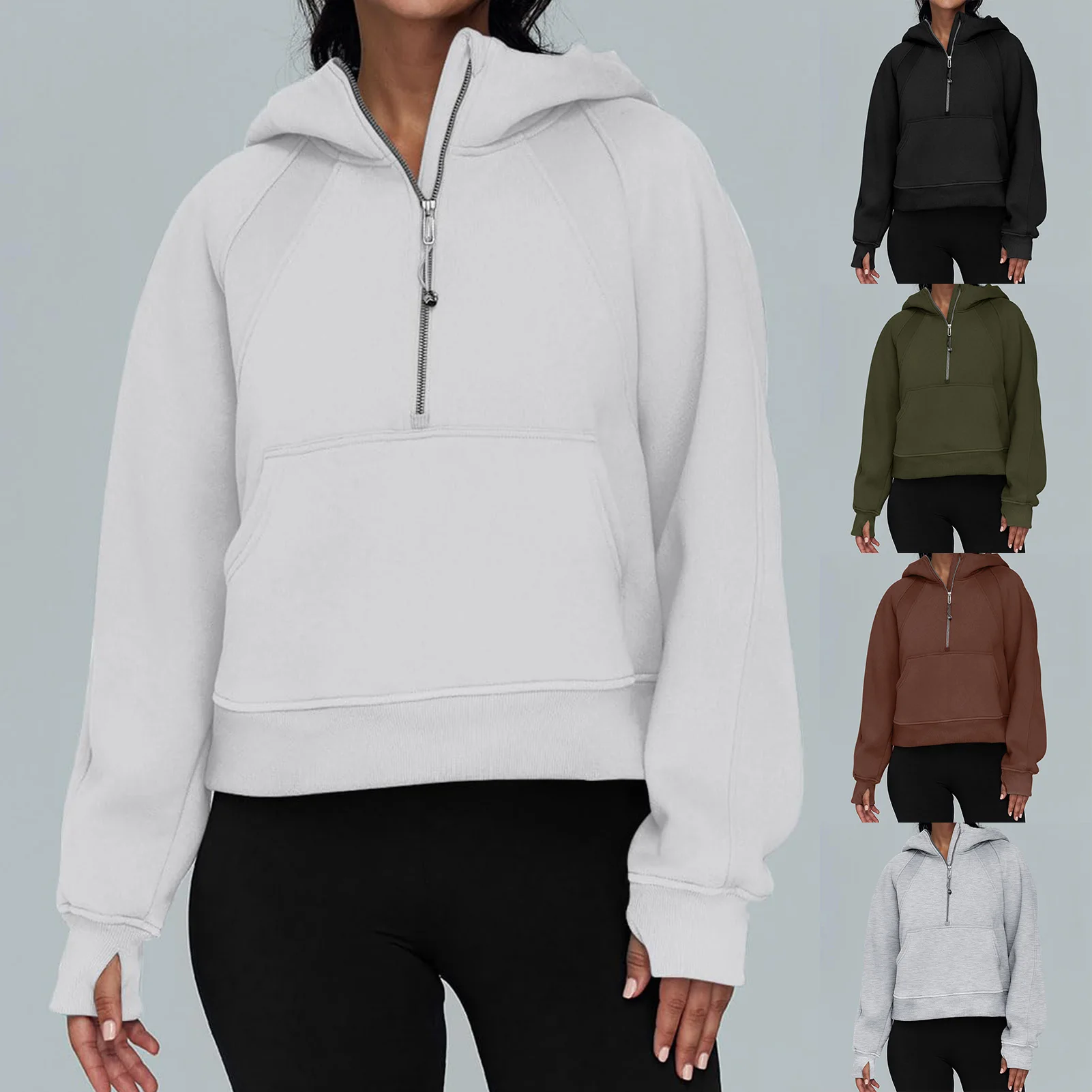 

Casual Fleece Thick Hoodies Women Jacket Autumn Winter Korean Fashion Loose Stand Collar Plush Zipper Sweatshirt Outwear Hoodies