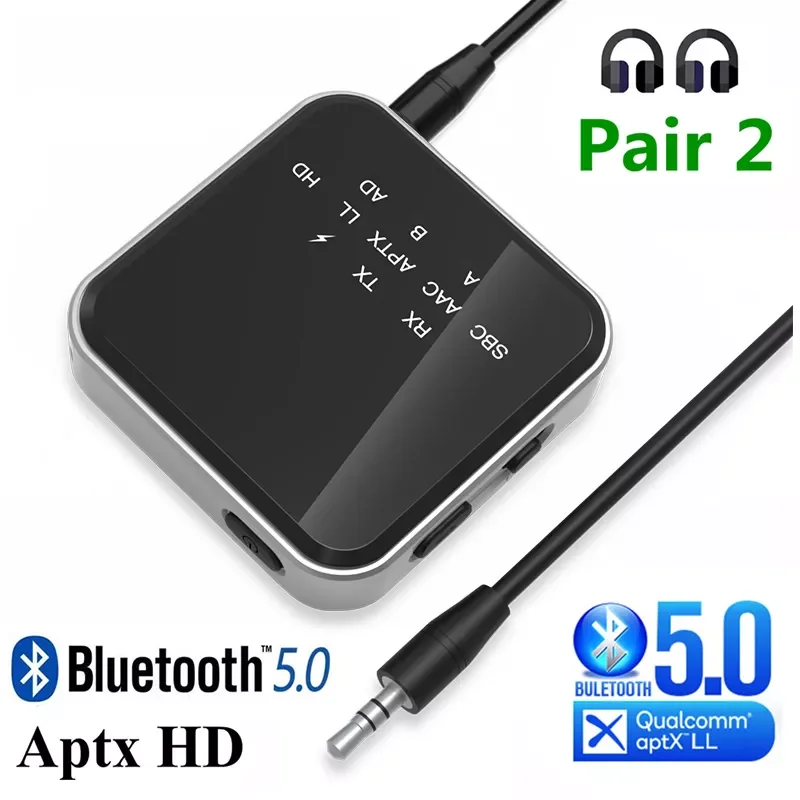 

Aptx HD LL Adaptive Bluetooth Receiver Transmitter BT 5.2 RCA 3.5mm Jack AUX Wireless Audio Adapter Handsfree Call For TV Car PC