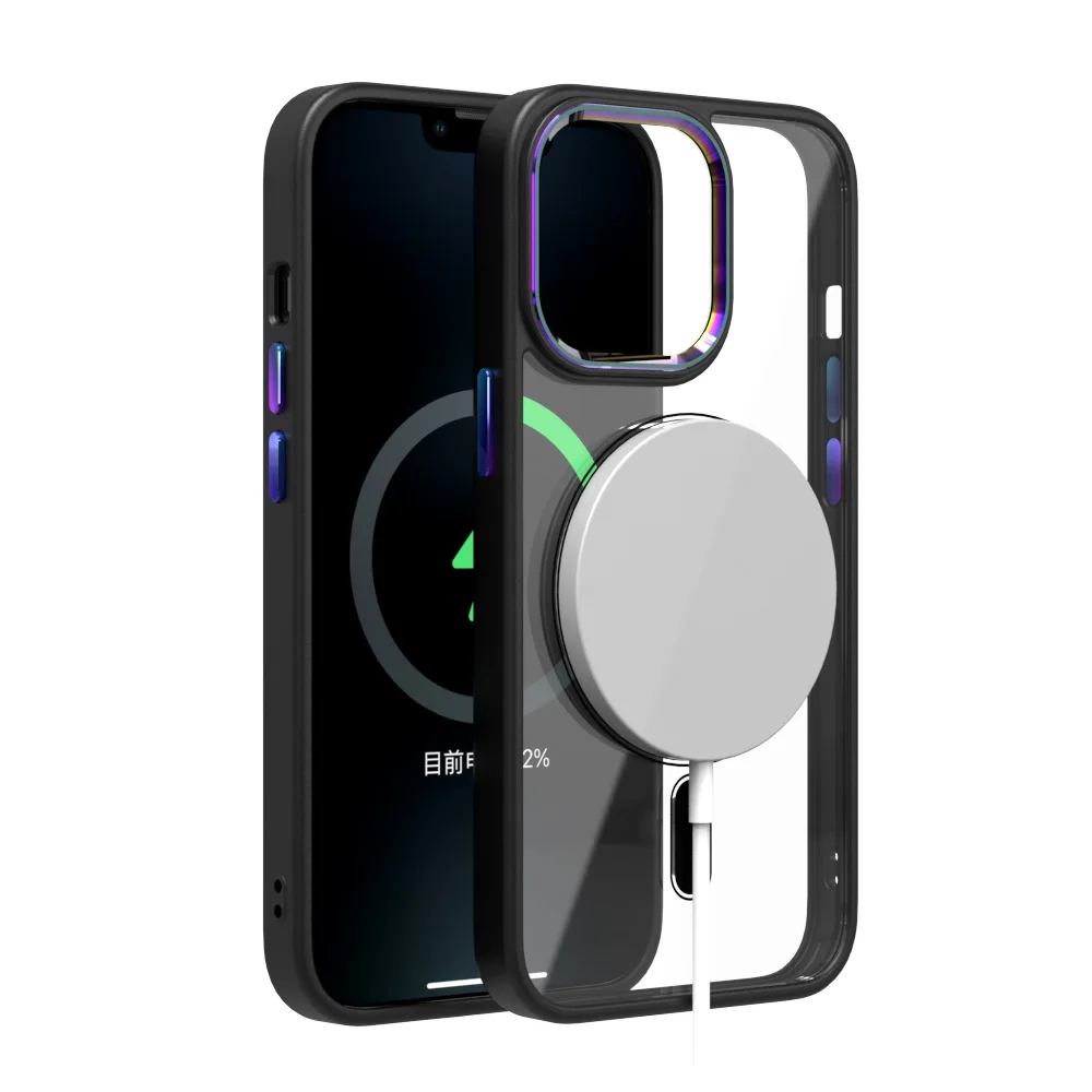 

Новый магнитный металлический цветной чехол для телефона Apple 13Promax 3 в 1 с беспроводной зарядкой