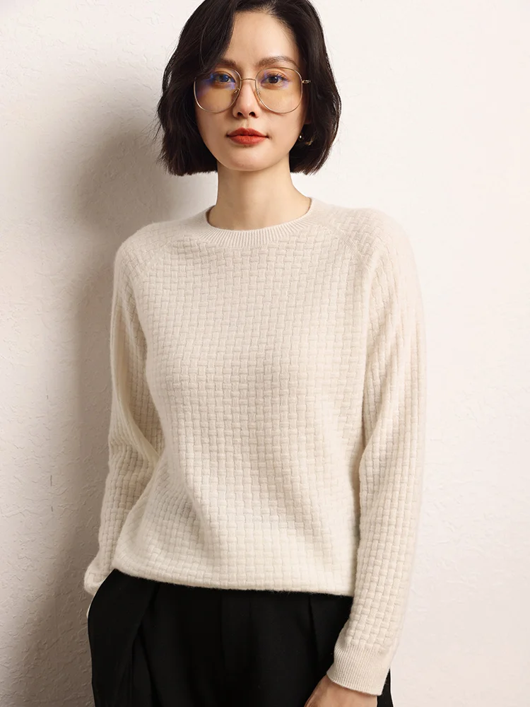 модный женский пуловер из 100% козьего кашемира свитер с круглым воротником