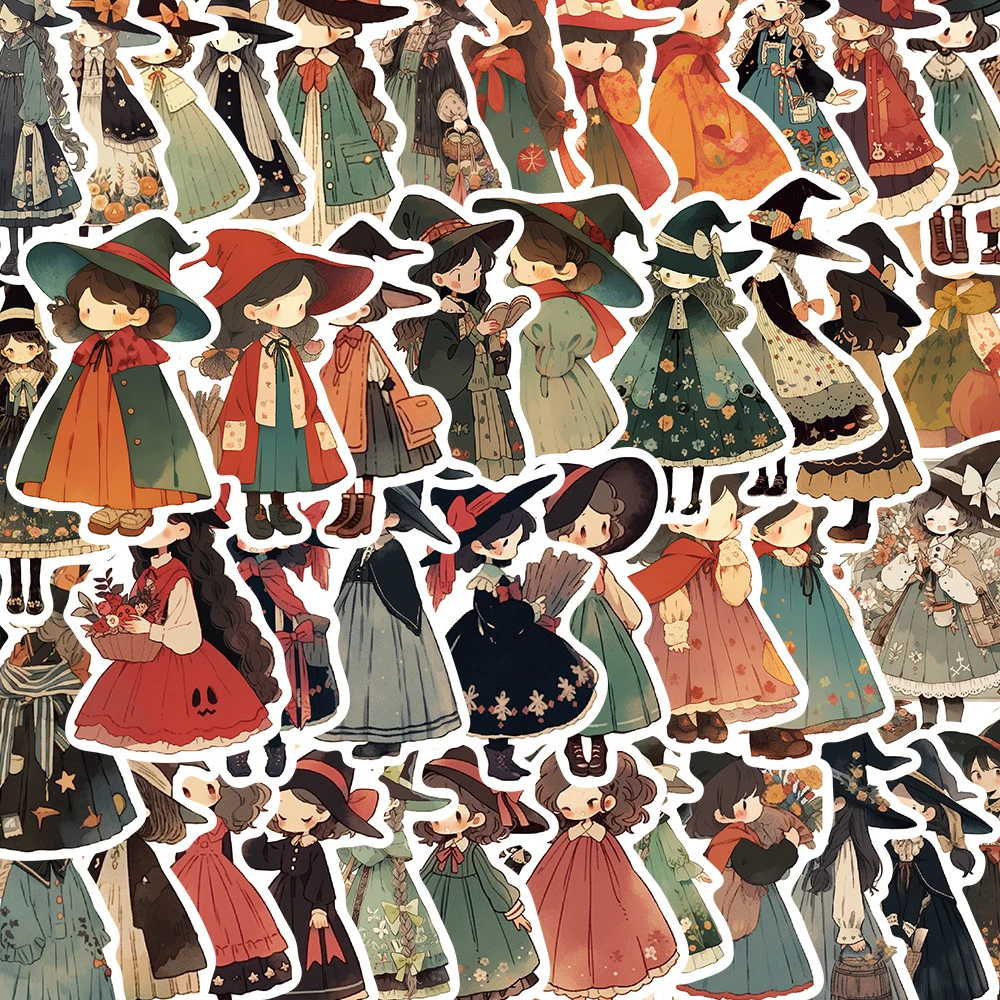 

10/30/50pcs Cartoon Anime Witch Cute Stickers Decals Laptop Notebook Phone Car Suitcase Wall Waterproof Sticker Kids Classic Toy