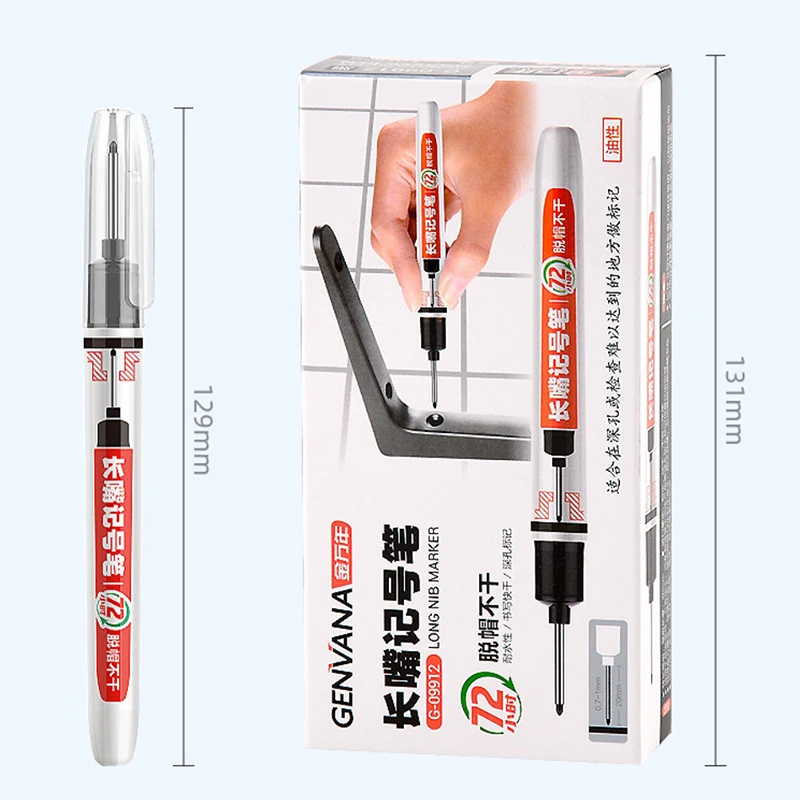 

20mm Long Head Markers Pen Bathroom Woodworking Decoration Waterproof Marker Pen Red/Black/Blue Ink