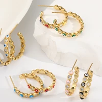 turkish evil blue eye hoop earrings for women gold color 2pcs paired earrings female ear rings goth fashion jewelry 2022 copper