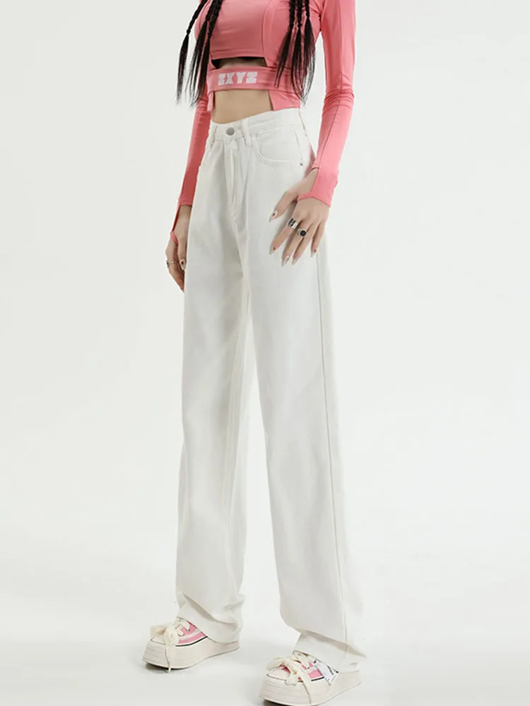 Синие джинсы UETEEY с завышенной талией широкие мешковатые брюки уличные мода 2024