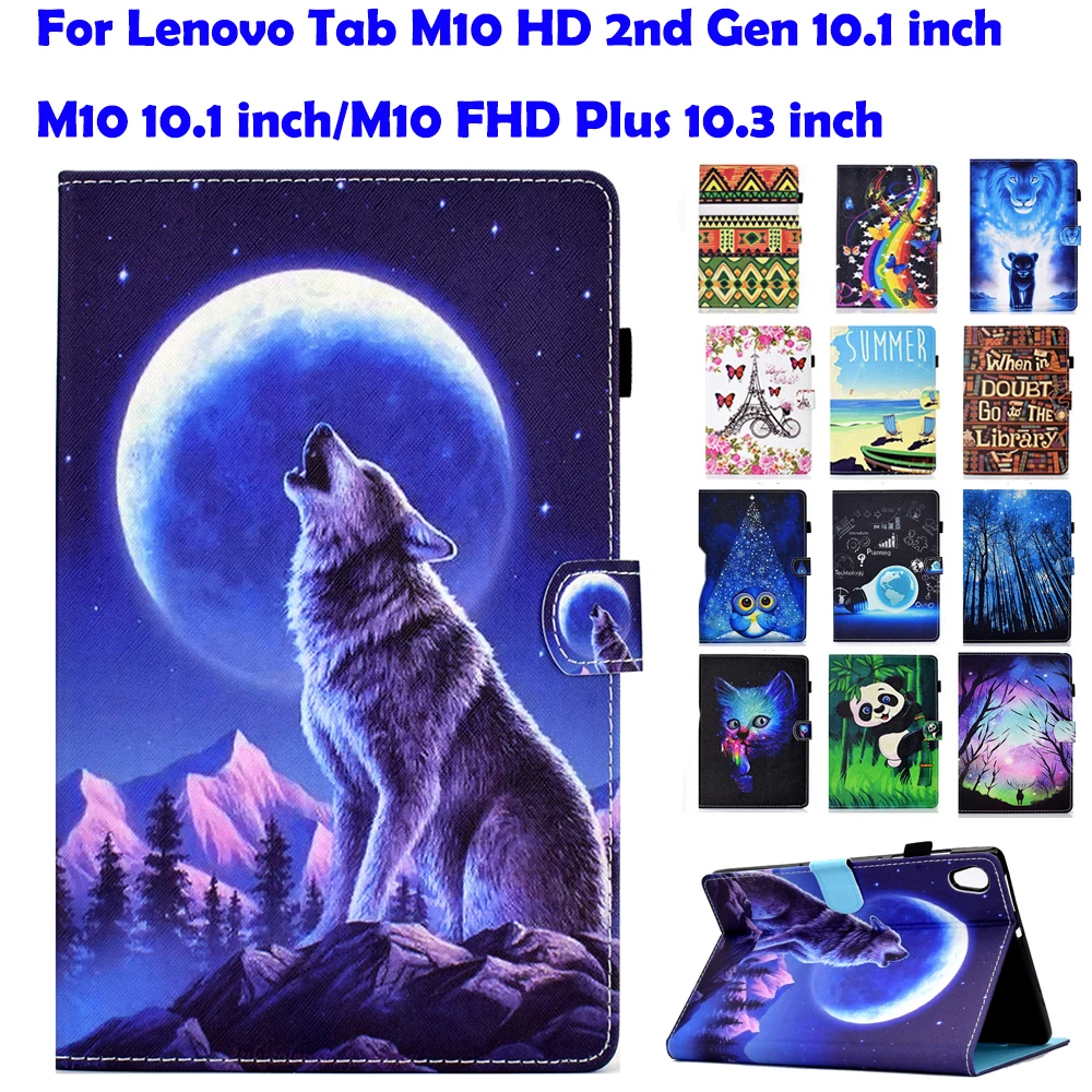 

Case For Lenovo Tab M10 HD 2nd Gen TB-X306X TB-X306F 10.1" Cover M10 FHD Plus 10.3 Funda Tablet Cartoon Painted Flip Stand Shell
