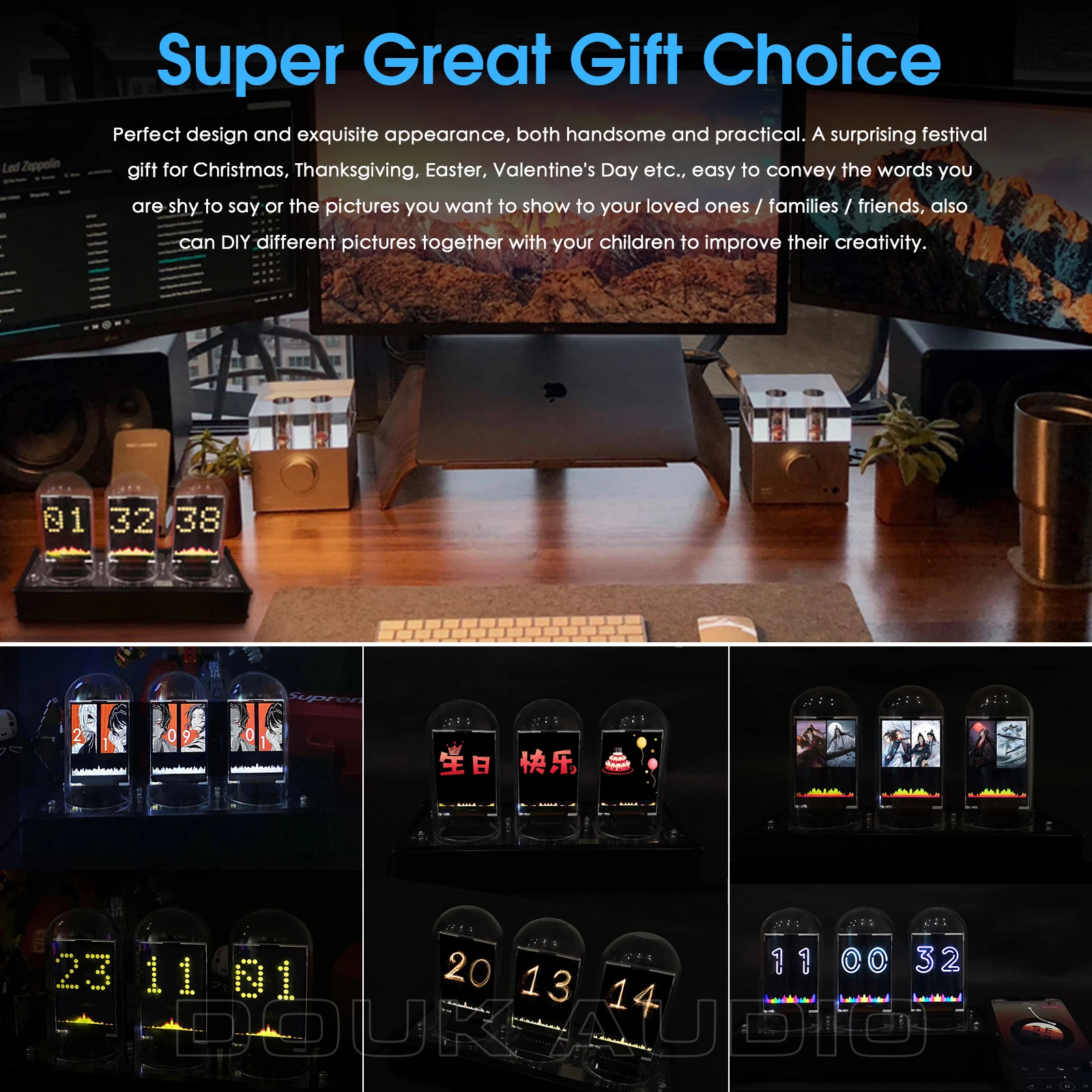 Обновленный Звуковой Измеритель уровня звука Douk Audio IPS Nixie Tube с большим экраном