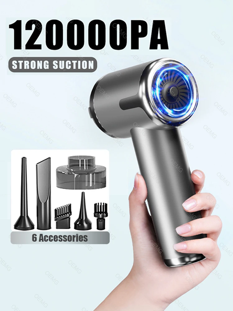 120000PA Mini Car Vacuum Cleaner Portable Wireless Hand held Cleaner for Home Appliance Powerful Cleaning Machine Car Cleaner