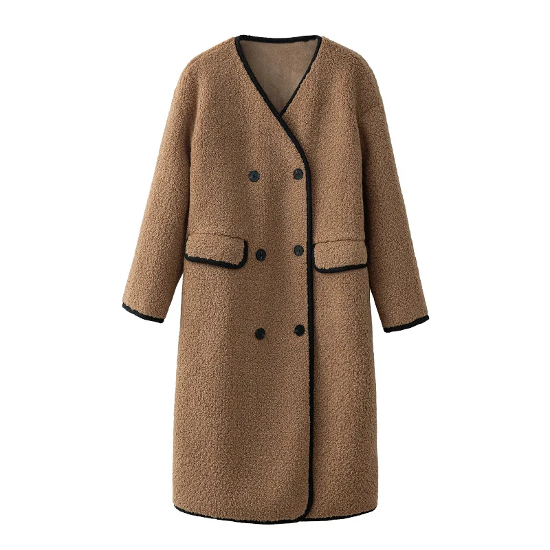 Imitation lamb's wool long coat grain fluff coat women's clothing