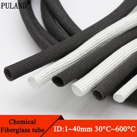 fiberglass tube 1mm 40mm 600 deg c high temperature chemical glass fiber braided sleeve soft wire tubing protector white