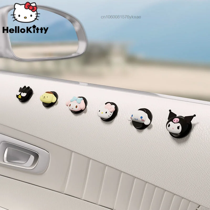Sanrio-ganchos de Hello Kitty para el coche, colgador de pared para decoración del hogar, artículos diversos, máscara, llaves, organizador, 6 piezas